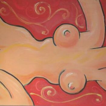 femme nue sur fond rouge