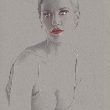 Zeichnungen mit dem Titel ""Lady? (22.51)"" von Walter Roos, Original-Kunstwerk, Bleistift