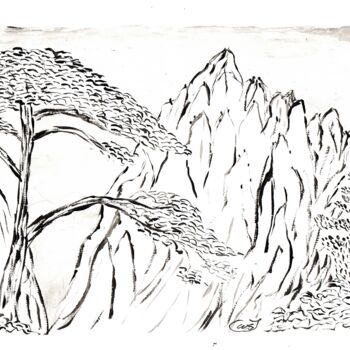 Malerei mit dem Titel "Montagnes Chine" von Mf Arts-Créations, Original-Kunstwerk, Acryl