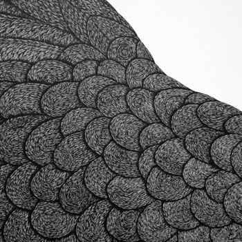 "Black___(détail 1)" başlıklı Resim Suo Yuan Wang tarafından, Orijinal sanat, Mürekkep Ahşap Sedye çerçevesi üzerine monte e…