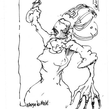 Dibujo titulada "Königin der Nacht" por Stephan Rodriguez Warnemünde, Obra de arte original, Tinta