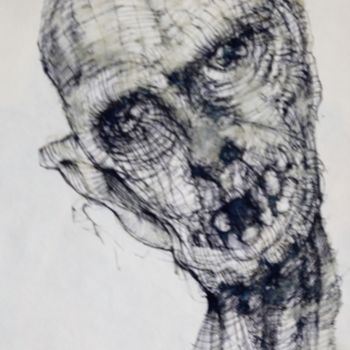 Drawing titled "Gesichter des Verge…" by Stephan Rodriguez Warnemünde, Original Artwork, Ink