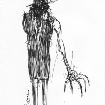 Dibujo titulada "Kafka (5)" por Stephan Rodriguez Warnemünde, Obra de arte original, Tinta