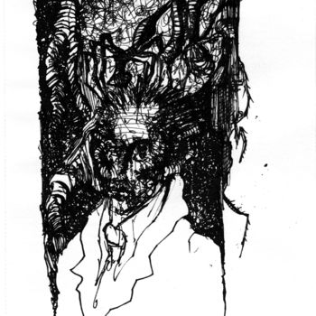 Tekening getiteld "Albtraum" door Stephan Rodriguez Warnemünde, Origineel Kunstwerk, Inkt