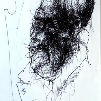 Drawing titled "Hiob (38)" by Stephan Rodriguez Warnemünde, Original Artwork, Ballpoint pen