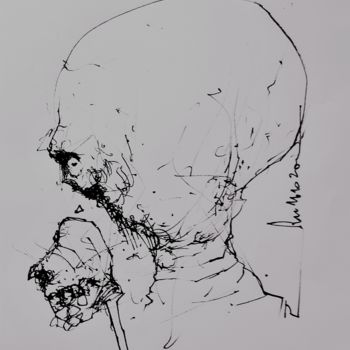 Drawing titled "Der Beleidigte (2)" by Stephan Rodriguez Warnemünde, Original Artwork, Ink