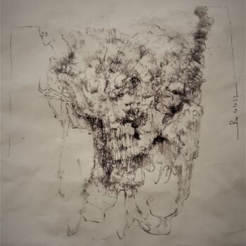 Drawing titled "Baumgesicht (2)" by Stephan Rodriguez Warnemünde, Original Artwork, Pencil