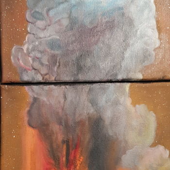 Peinture intitulée "Into the inferno" par Warren Griessel, Œuvre d'art originale, Huile