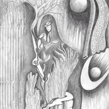 Dessin intitulée "Percepcja" par Waldemar Wojtowicz, Œuvre d'art originale, Crayon