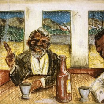 "reencontro no Porti…" başlıklı Tablo Thon Ayres tarafından, Orijinal sanat, Pastel