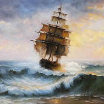 Painting titled "Seascape" by Wiktoria Pydo, Original Artwork, Oil