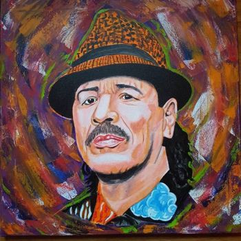Ζωγραφική με τίτλο "Carlos Santana" από Dibidäbi, Αυθεντικά έργα τέχνης, Ακρυλικό