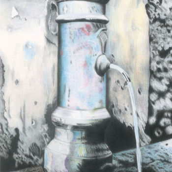"Petite fontaine à R…" başlıklı Resim Wilfrid Barbier tarafından, Orijinal sanat, Kalem Karton üzerine monte edilmiş