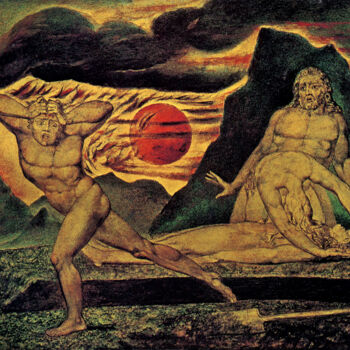Painting titled "Le corps d'Abel ret…" by William Blake, Original Artwork, Ink