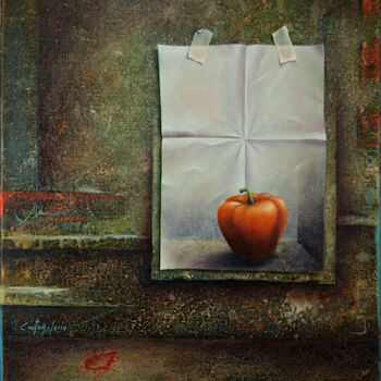 Painting titled "Blessure" by William Castaño, Original Artwork, Oil Mounted on Wood Stretcher frame