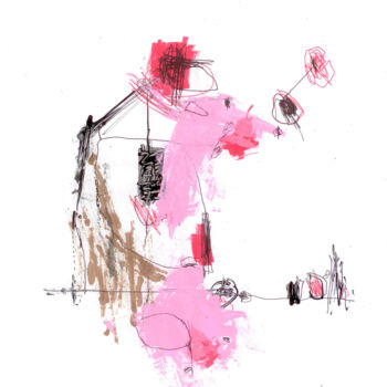 Peinture intitulée "Pink Whippet Dog  #…" par William Washburn, Œuvre d'art originale