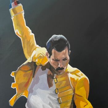 Ζωγραφική με τίτλο "Freddie Mercury" από Willy Porée, Αυθεντικά έργα τέχνης, Ακρυλικό Τοποθετήθηκε στο Ξύλινο φορείο σκελετό