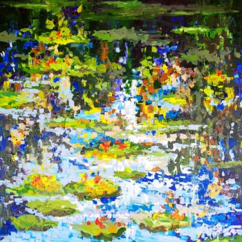 Painting titled "Waterlilies in Mone…" by Wimvandewege, Original Artwork, Acrylic