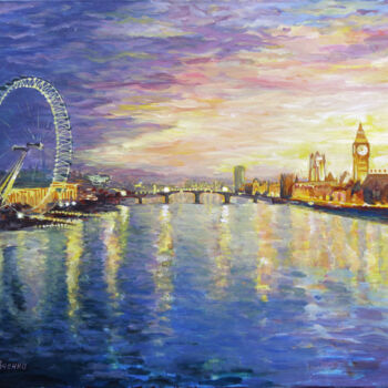Painting titled "Twilight in London" by Wladimir Lewtschenko, Original Artwork, Acrylic