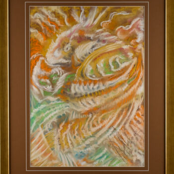 Malerei mit dem Titel ""DANCING FISH"" von Włodzimierz Marian Nowak, Original-Kunstwerk, Pastell