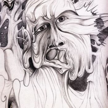 Drawing titled "face de bois" by Wolfonic, Original Artwork