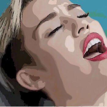 Peinture intitulée "Hommage à Miley Cyr…" par Wolf Thiele, Œuvre d'art originale, Travail numérique 2D