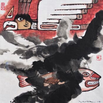 Peinture intitulée "Couleurs du Mexique…" par Wa Wong, Œuvre d'art originale, Encre