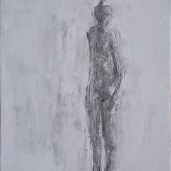 Schilderij getiteld "JUST A MAN" door Xavier Auffret, Origineel Kunstwerk, Acryl Gemonteerd op Frame voor houten brancard