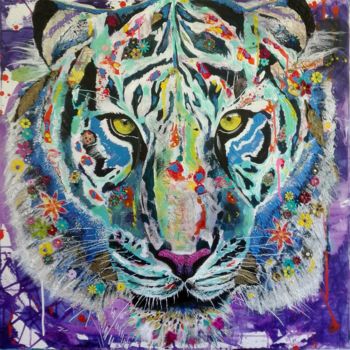 Peinture intitulée "Tigre" par Xc, Œuvre d'art originale, Acrylique