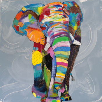 Peinture intitulée "Elephant" par Xc, Œuvre d'art originale, Acrylique