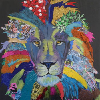 Peinture intitulée "Lion" par Xc, Œuvre d'art originale, Acrylique