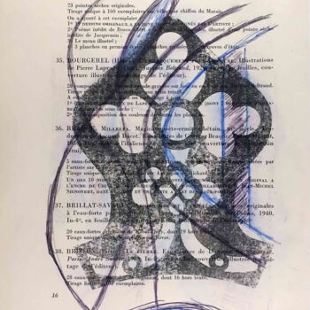 Printmaking titled "Bibliothèque d'un a…" by Xavier Debeerst, Original Artwork, Monotype