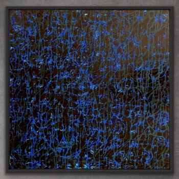 Painting titled "DRIPPING Blue Grey…" by Xaro, Original Artwork, Acrylic Mounted on Wood Panel