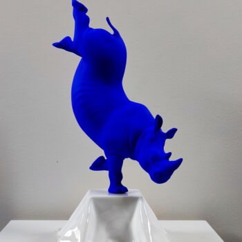 "Le Rhino danseur Bl…" başlıklı Heykel Xavier Wttrwulghe tarafından, Orijinal sanat, Rezine