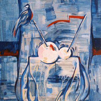 Malarstwo zatytułowany „Blue bird” autorstwa Xenia Denisova, Oryginalna praca, Olej