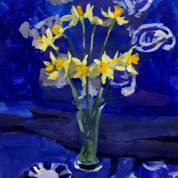 Pittura intitolato "Daffodils" da Xeyale Bedelova, Opera d'arte originale, Acrilico