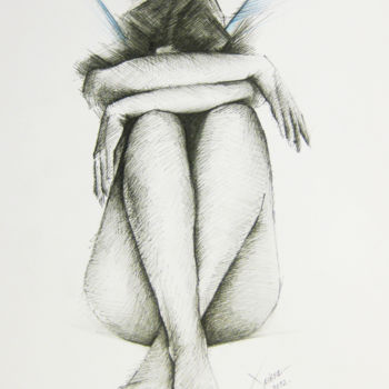 Drawing titled "Angel Girl" by Xristastavrou, Original Artwork, Pencil