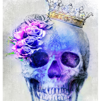 Digital Arts με τίτλο "Skull Queen Blue" από Xristastavrou, Αυθεντικά έργα τέχνης, Ψηφιακή ζωγραφική