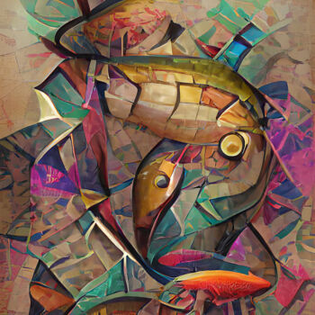 Arts numériques intitulée "fishes" par Mossart, Œuvre d'art originale, Peinture numérique