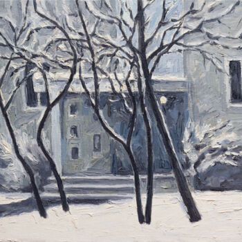 Painting titled "Cold day" by Yuliya Kachan, Original Artwork, Oil