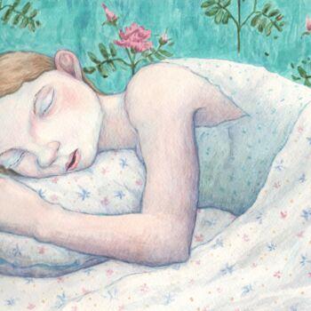 "Sleeping girl" başlıklı Tablo Yuliya Kachan tarafından, Orijinal sanat, Suluboya