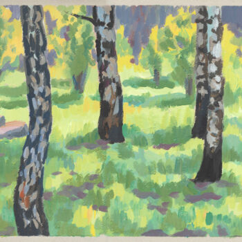 Pintura titulada "July forest" por Yuliya Kachan, Obra de arte original, Témpera