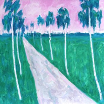 Pintura titulada "Pink road" por Yuliya Kachan, Obra de arte original, Oleo