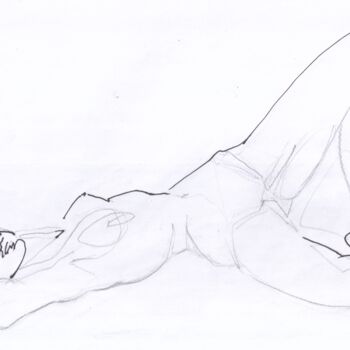 Drawing titled "Nue- une seul pose-…" by Yakzan Atassi, Original Artwork, Pencil