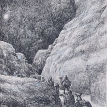 Drawing titled "Chemin vers Bethleem" by Yan Vita, Original Artwork, Graphite