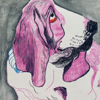 Drawing titled "Bussethund" by Yana Sviatkina, Original Artwork, Pencil