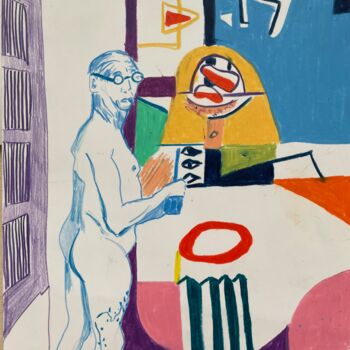 Disegno intitolato "Le Corbusier drawing" da Yana Sviatkina, Opera d'arte originale, Pastello