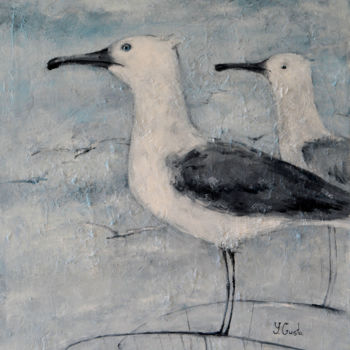 Malerei mit dem Titel "Seagulls" von Yana Medow, Original-Kunstwerk, Öl