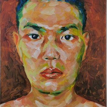 Pintura titulada "《镜中的自画像》" por Yang Li, Obra de arte original, Oleo
