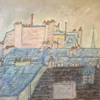 Painting titled "Toits parisiens, ru…" by Bobdiyann, Original Artwork, Pastel